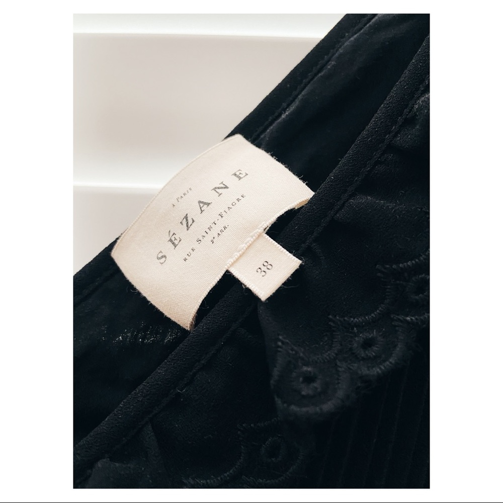 Sezane Black Blouse with Ruffle Detail - Picture 6 of 8